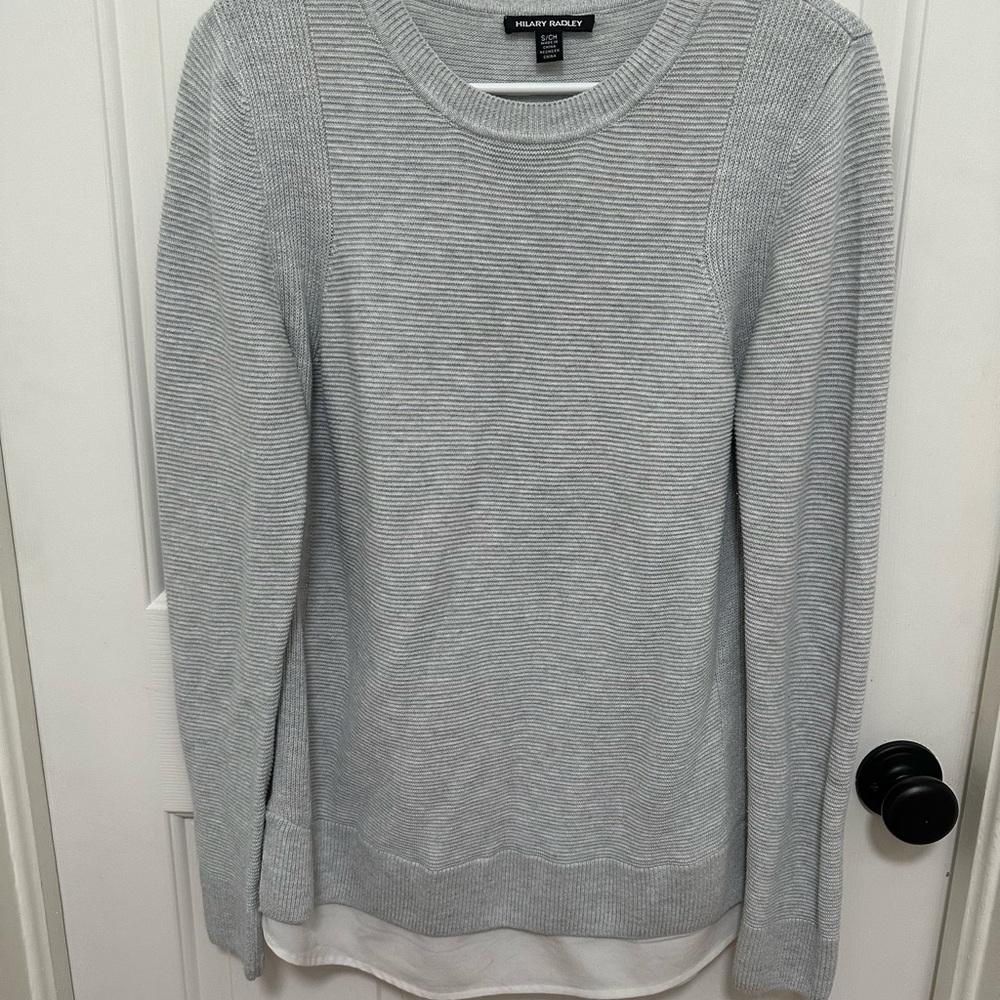 Hilary Radley Light Gray Scoop Neck Layered Hem Sweater womens‎ size small